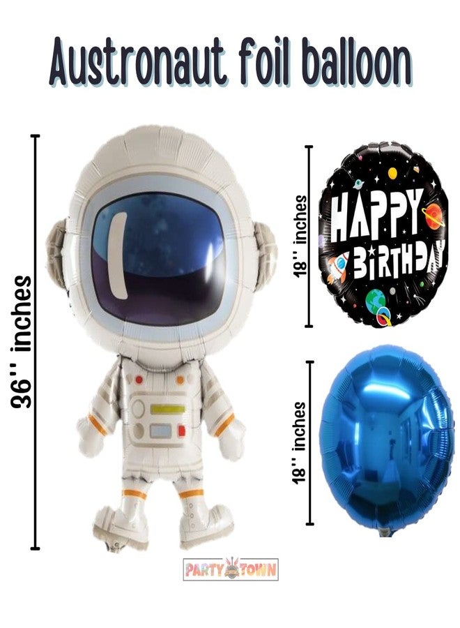Party town space theme decoration combo for boys and girls theme birthday party with Metallic balloons | Astronaut foil balloons | Mini star foil | Balloon arc | Glue dots - (Pack of 68) (Space) - Image 5